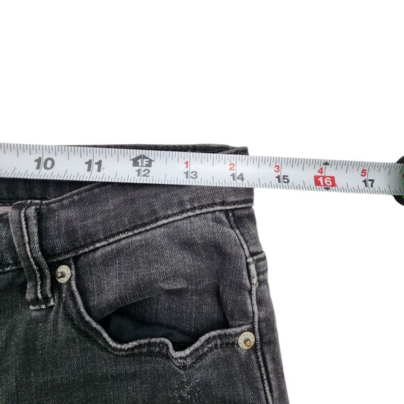 Free People Fishnet Patch Jeans Button Fly Faded Black Distressed Womens Sz 26 - Picture 9 of 9